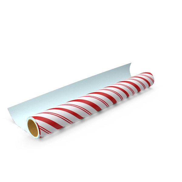 Striped Wrapping Paper Roll 3D, Incl. wrapping paper roll & red