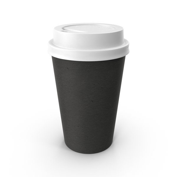 Paper Coffee Cup Black Lid 3D, Incl. to go cup & cafe - Envato