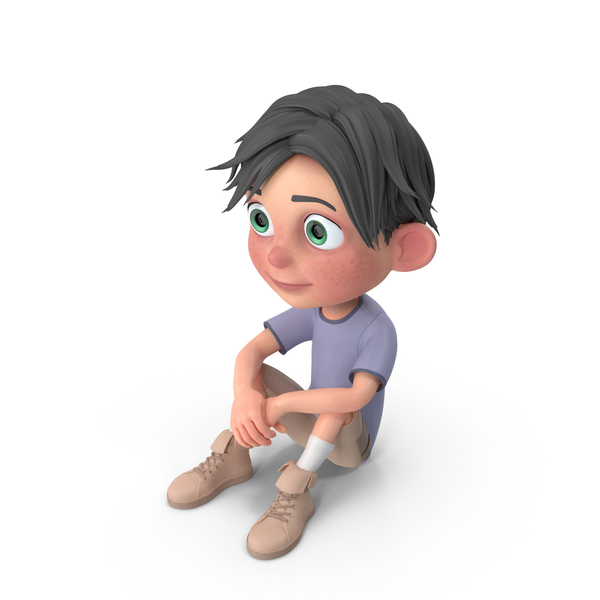 Cartoon Boy Jack Sitting On floor, 3D - Envato Elements