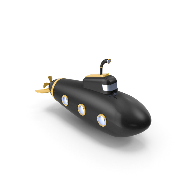 Black Submarine Stylized Cartoon, 3D - Envato Elements