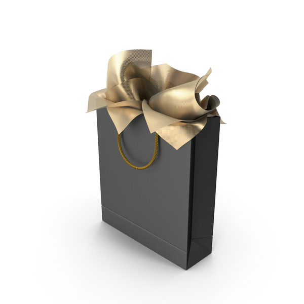 Black Shopping Bag with Gold Gift Paper 3D, Incl. gift & paper - Envato  Elements