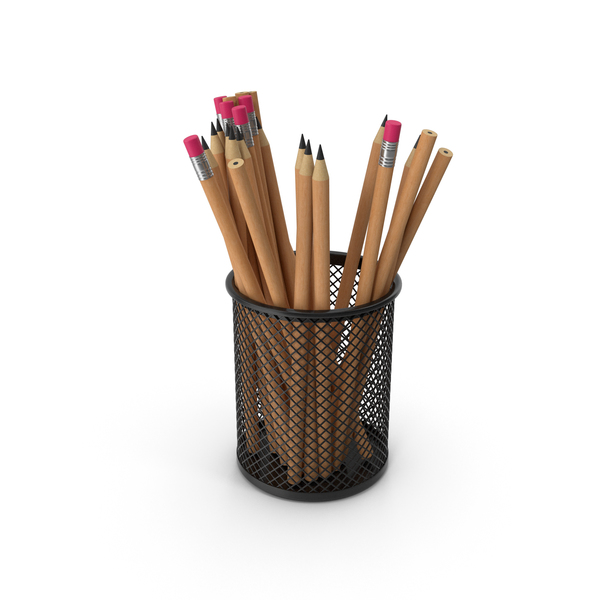Cup With Pencils 3D, Incl. pencil holder & holder - Envato Elements