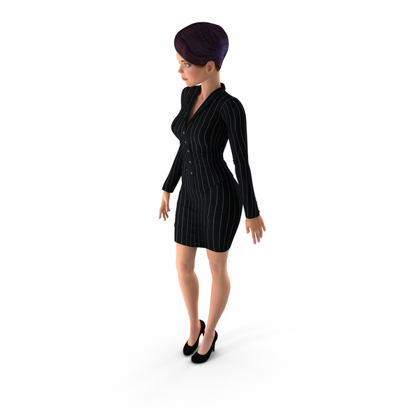 Light Skin Business Style Woman Standing Pose 3D, Incl. african