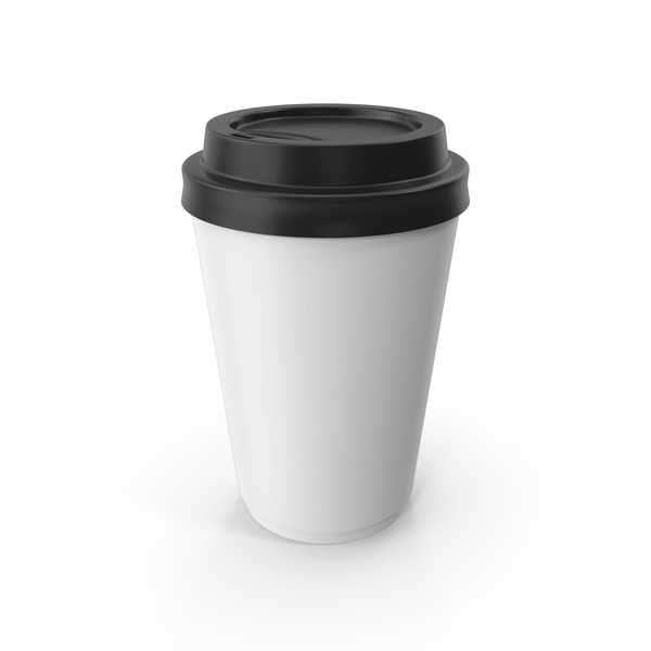 Paper Coffee Cup Black Lid 3D, Incl. to go cup & cafe - Envato