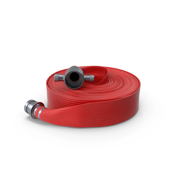 Coiled Fire Hose Red 3D, Incl. device & extinguisher - Envato Elements