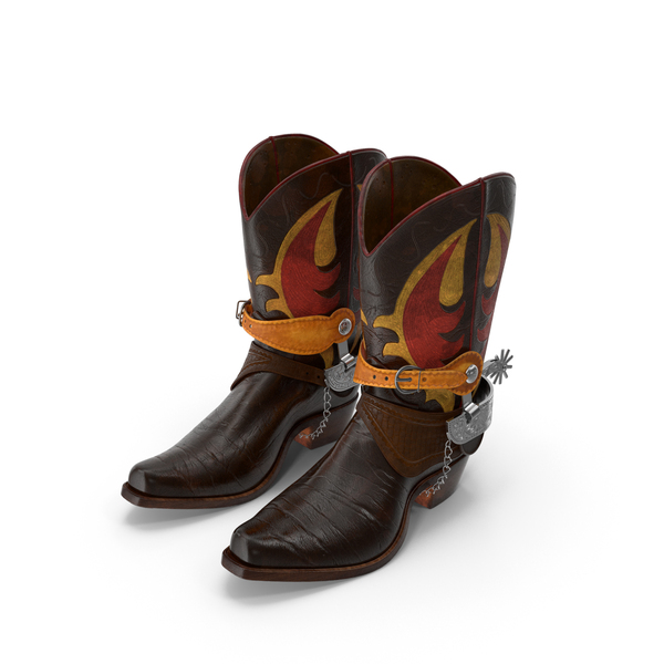 Cowboy Boots with Spurs 3D Incl. accessory boot Envato